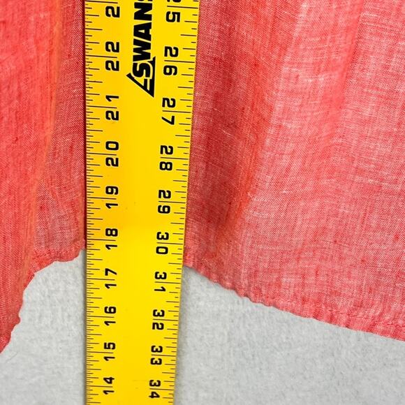 Sigrid Olsen Linen Tunic Shirt Women's 3X Deep Coral Roll-Tab Sleeves Lagenlook - Picture 4 of 10